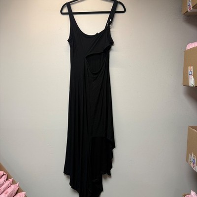 Killstar Maxi Dress Womens Large Black Excellent Cutout High-Low O-Ring Goth