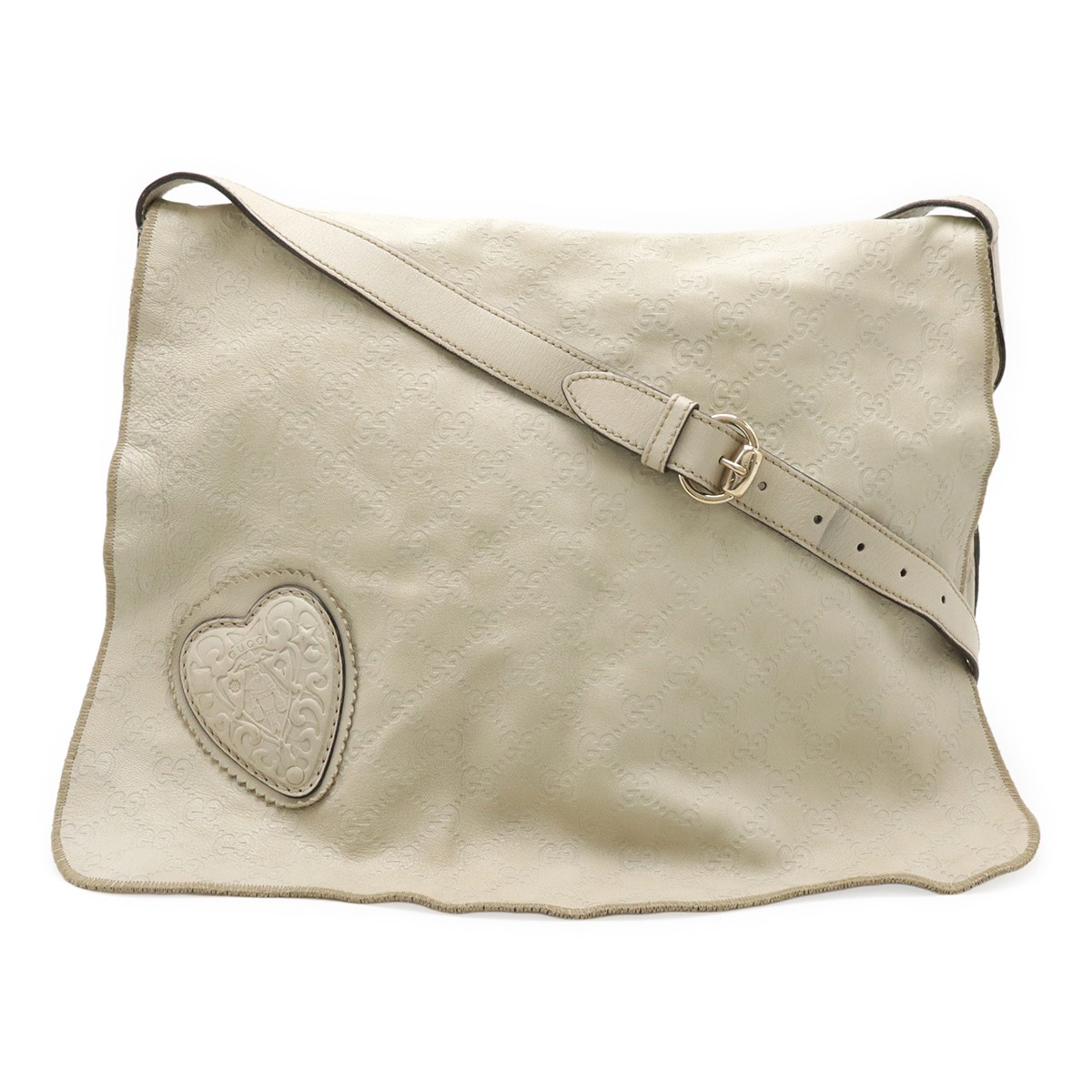 GUCCI Shima White Leather Crossbody Shoulder Messenger Bag from Japan
