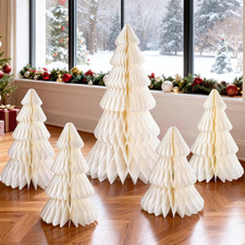 Christmas Table Decorations Indoor, 5 Pcs Extra Large White Honeycomb Paper Chri