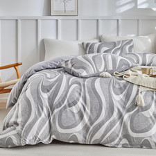 Grey Duvet Cover Queen Size, Abstract Geometric Print Queen Comforter Cover, 3 P