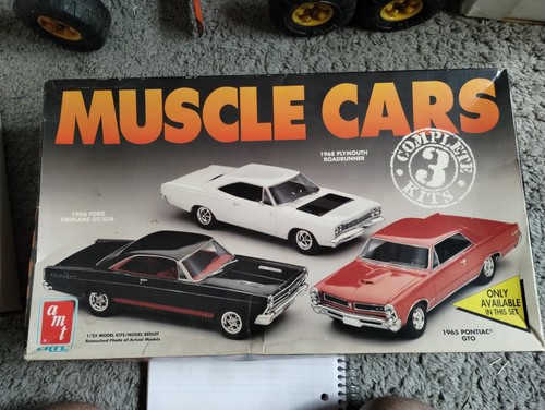AMT ERTL 1960s MUSCLE CARS 3 CAR SET FAIRLANE GTO ROADRUNNER 1/25 Open ...