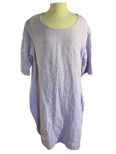Vera Tucci Dress 100% Linen Lilac Sz Universal U - One Size O/S Lagenlook