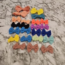   Textured Fabric Hair Bows Lot   Clips   Assorted Colors  