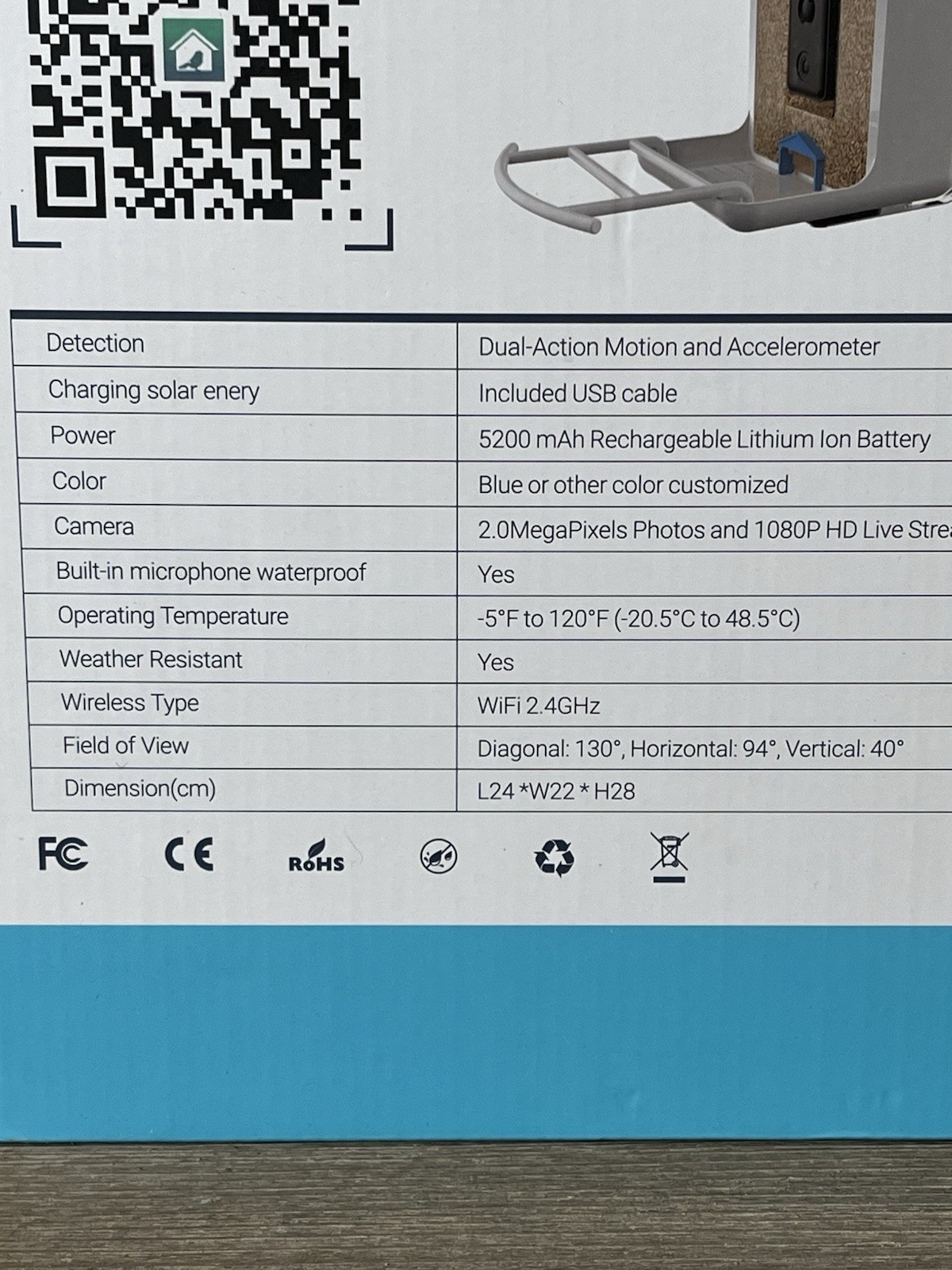 Smart AI Recognition Bird Feeder HD Streaming Video Solar Open Box