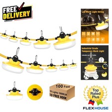 Linkable 100FT LED Work Lights - 130W, 16,000 Lumen, Waterproof for Job Sites