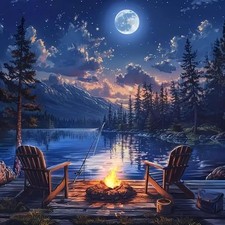 Diamond Painting Kit Moon 5D Full Drill 14x14inch Canvas Resin Dots G9227-US