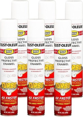 Rust-Oleum 334133-Stops Rust Turbo Spray System Spray Paint, 24 oz, Gloss 6 pack