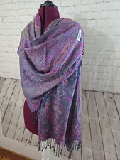Pashmina Women's Paisley Pattern 100% Pashmina Shawl Scarf Colorful Luxury Wrap