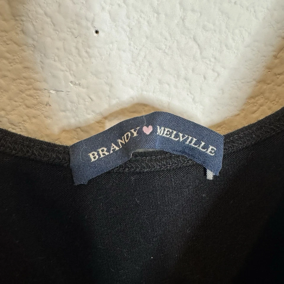 Brandy Melville black bodycon mini dress with slit one size small - Image 4 of 4