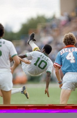 New York Cosmos Pele bicycle kick vs Dallas Tornado at Downing Sta- Old Photo