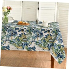 Chinoiserie Tablecloth 60x84 Inch Rectangular, 60" x 84" Rectangular Green