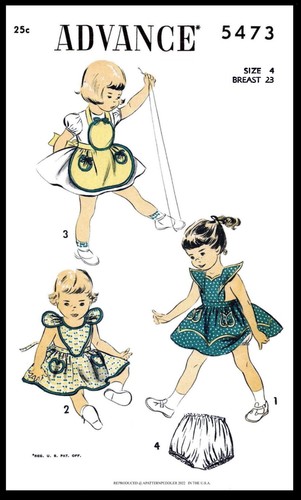 Advance # 5473 Fabric Sewing Pattern Dress Frock Pinafore w/ WINGS & Panties Pic - Picture 8 of 10