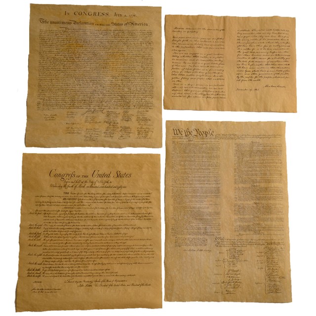 4 Antiqued Parchment Paper US Historical Document History Posters Bill