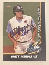 MATT MERVIS Cubs 2021 Myrtle Beach Pelicans signed Auto Autographed Card COA