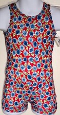 GK BIKETARD CHILD TODDLER RED FOIL FLORAL HEARTS GYMNASTICS DANCE TANK TD NWT 