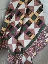   Passion for Purple" HandmadeThrow Purple/Green/Gold 100 Cotton Machine Quilted