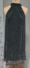 NWOT Nine West Womens Silver Black Sleeveless Halter Neck Trapeze Dress Size S