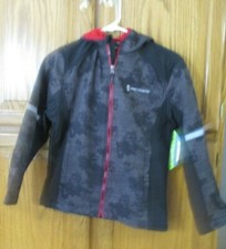 Boys Black Gray Camo With Red Lining Free Country Hooded Softshell Jacket 10/12