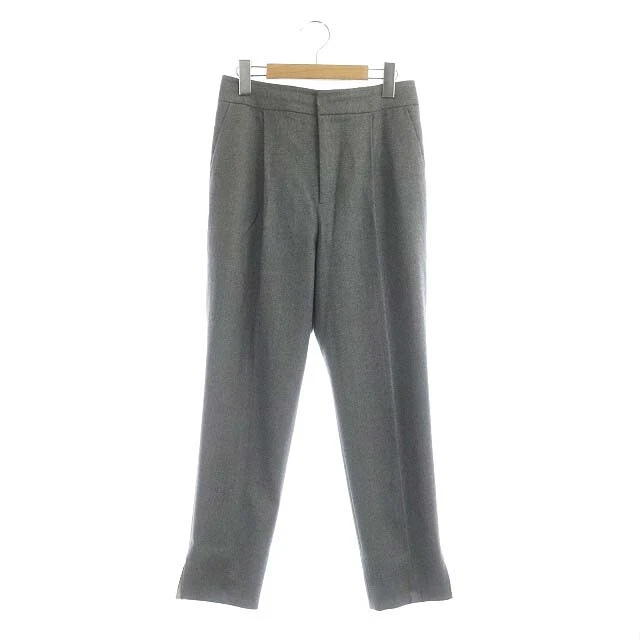 Adore Super 100 Stretch Saxony Tapered Pants Tack Hem Slit 38 Gray /Df Os Sh Wom