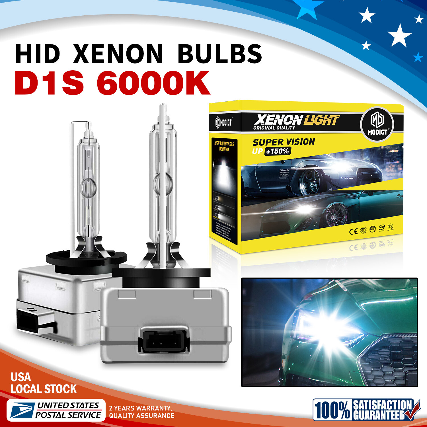 2007-2013 Cadillac STS D1S 6000K Xenon White HID Headlight Bulbs Set of 2