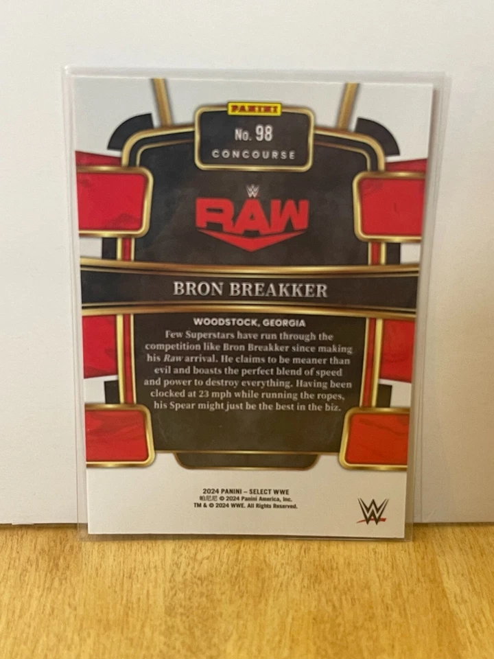 2024 Panini WWE Select #98 Bron Breakker Concourse Level Retail Red & Blue Prizm - Image 2 of 2