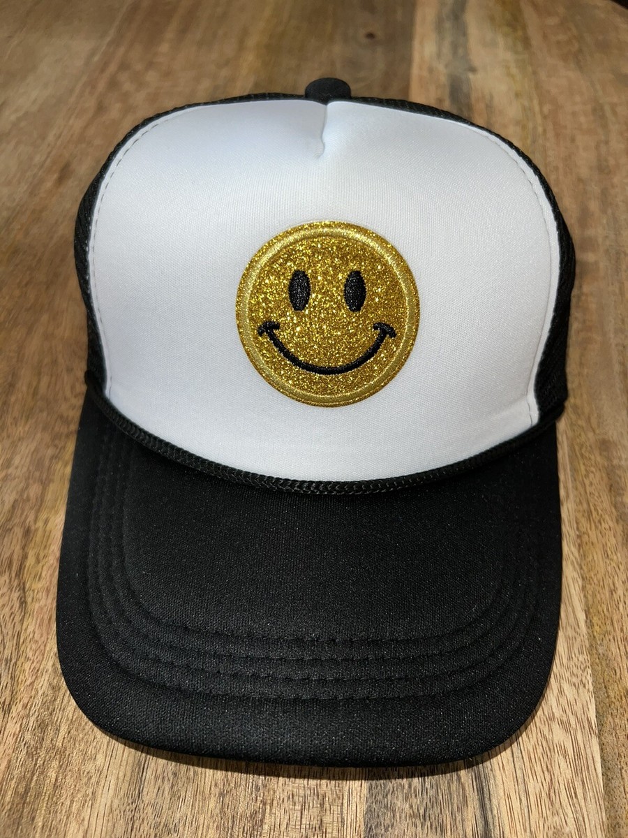 Smiley Face Hat Trucker Hat Baseball Cap Mesh Adjustable Snapback Hats Black