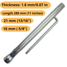 Dual-ended spark plug socket wrench 16mm (5/8") & 21mm (13/16") length 280 mm