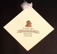 Scenes from Shakespeare Ogontz 1891 Program Programme Great Design