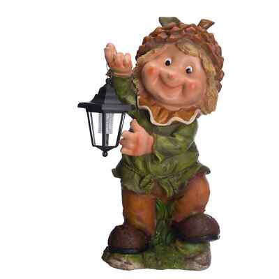 XXL Gartenwichtel mit LED Solarlampe NF12168-4 riesig 53cm Gartenfigur Wichtel