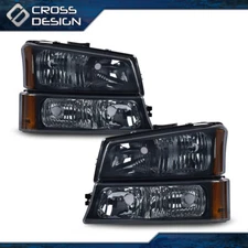 Fit For 2003 2004 2005 2006 Chevy Silverado 1500 Avalanche Black Headlights Lamp
