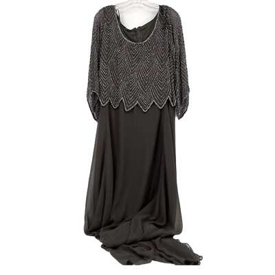 grey beaded maxi dress Grey Beaded Long Prom Dresses V Neck Tulle Long Evening Dress ARD2071