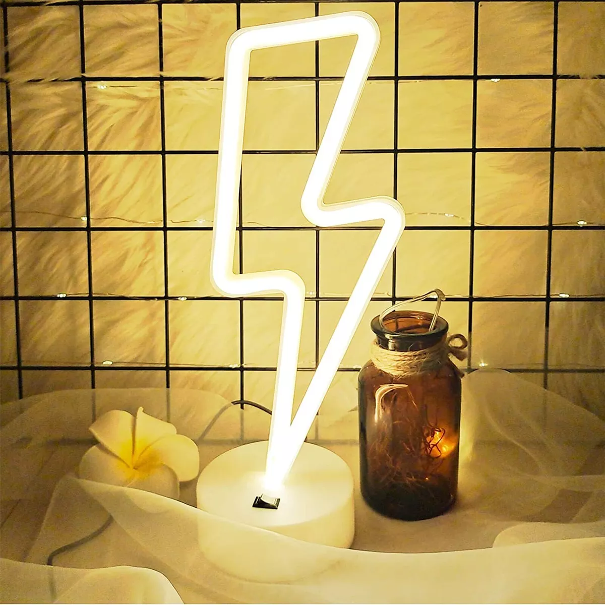 Lightning bolt neon table on sale lamp
