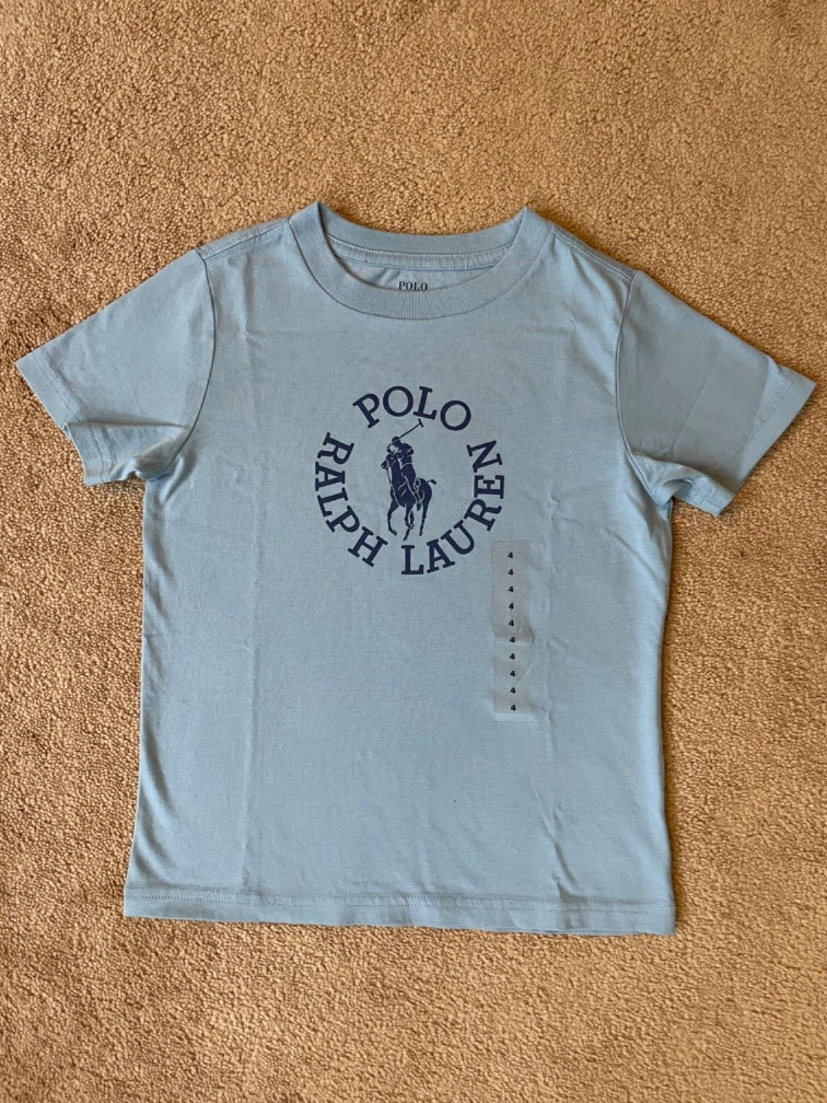 T shirt Polo Ralph Lauren ragazzo blu chiaro pony nuova con etichette età 4 anni prezzo consigliato £ 45