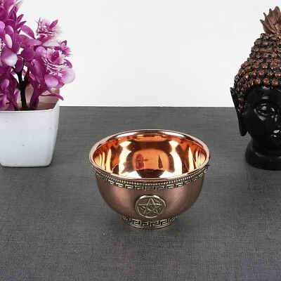 AVA COLLECTIONS Pentagram design Copper Offering Bowl Small Alter Witchcraft Wicca Magic Pagan