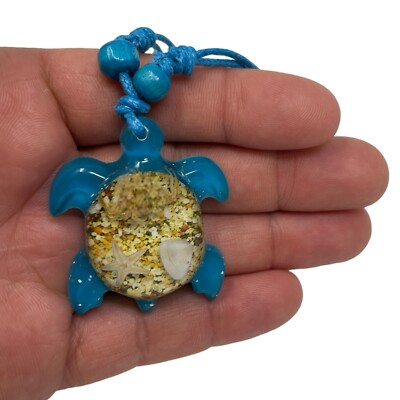 Sealife Glass Unisex Large Sea Turtle Pendant Necklace Men Jewelry Free Shipping