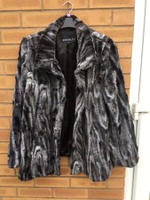 Ladies Faux Fur Look Polyester Jacket By Novelti From Tkmaxx Large Grey/black