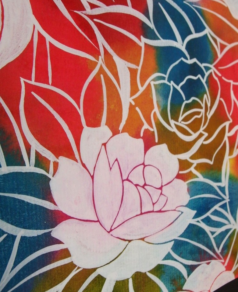 hpd2503 Japanese Hand Painted Kimono Obi Design 10 Papers Flowers Art ...