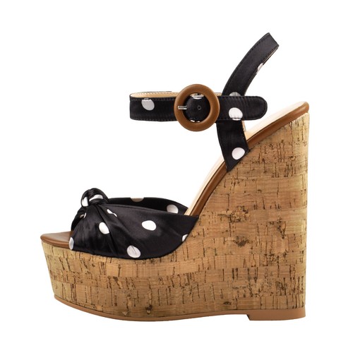 Onlymaker Mujeres Polka Dot y Correa en el Tobillo Cuña Sandalias De  Plataforma Puntera Abierta Tacón de madera | eBay
