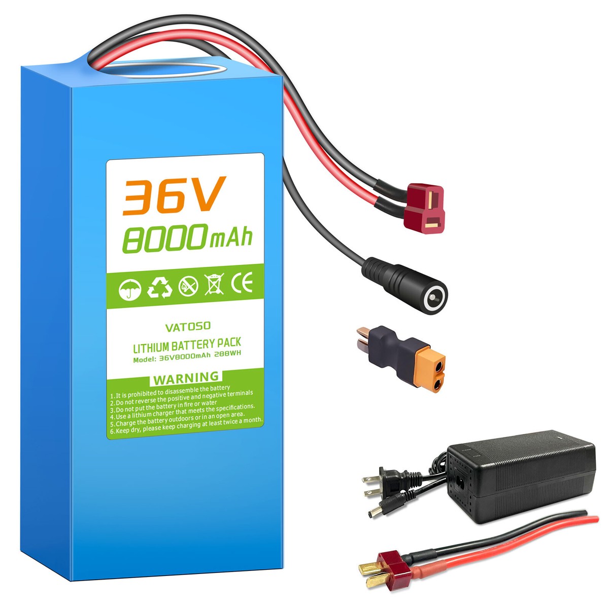 36V Lithium Battery Pack 8Ah, Built-in 25A BMS, XT60 Connector | eBay