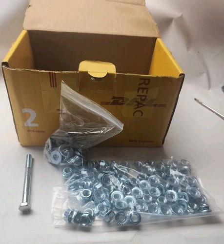 ​85 Pcs Grade 4 Hex Bolt 3/8 x  Zinc Plated W/ Nuts & Washers Industrial Lot - product listing photo