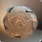 Large Mother Of Pearl Rose Carved Vintage Ring Sterling 925 Silver Sz 6