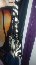 Zebra Print Shoulder Bag with Chain Strap and Gold Hardware for Women