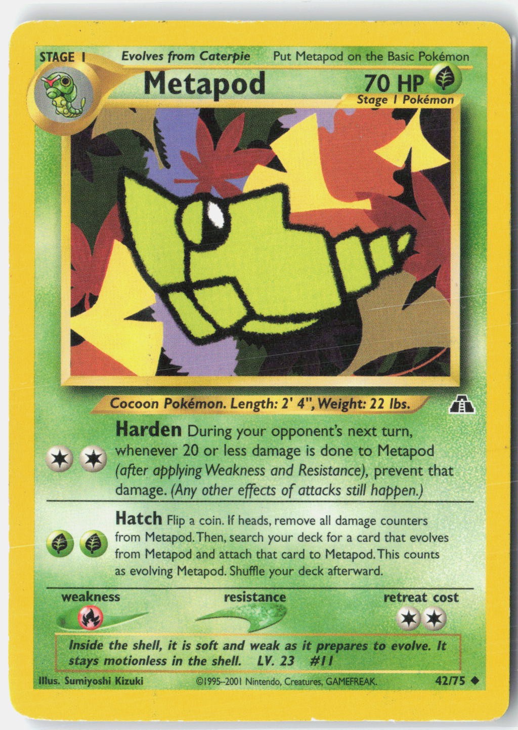 Metapod Neo Discovery 42/75 Pokemon Card Unlimited