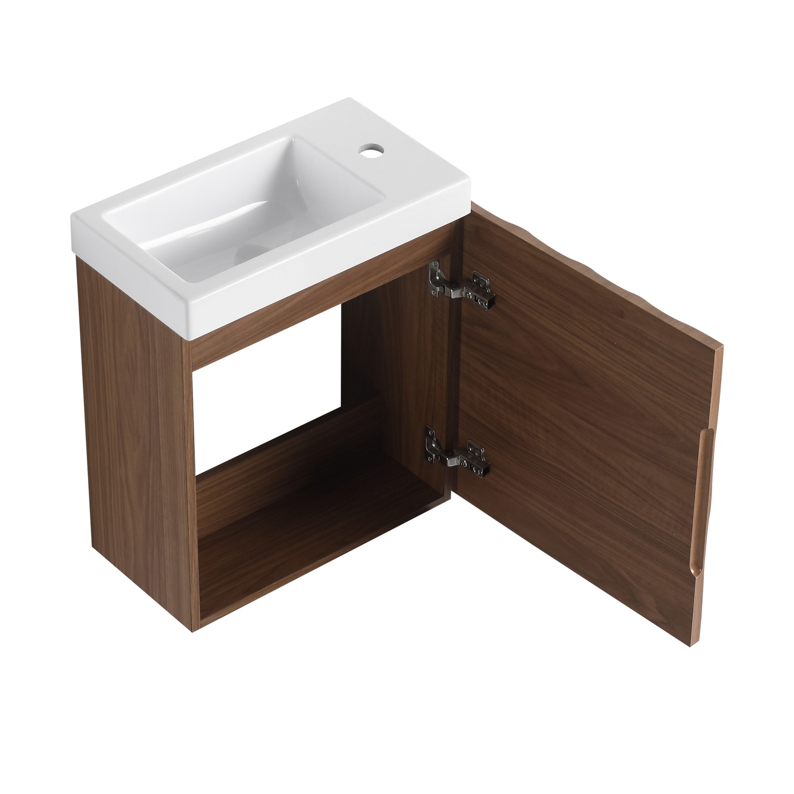 Wall-Mounted Bathroom Vanity w/Resin Sink, Storage Cabinet w/Soft Closed Door