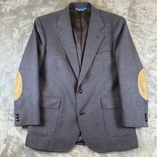 Pendleton Blazer Jacket Mens 44 Blue Multicolor Pure Wool Elbow Patch USA Made