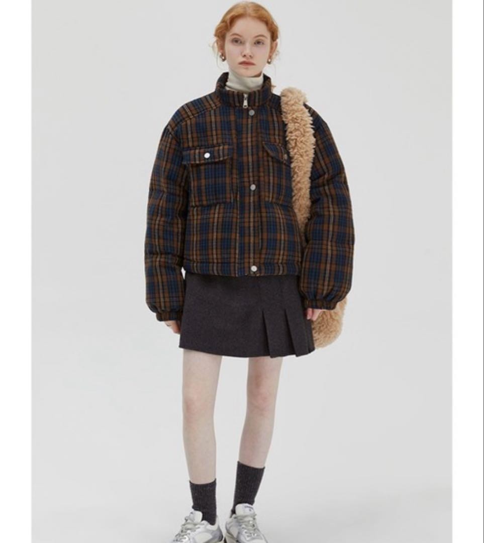 Down Down Jacket Short Checkered PUFFA Down Jacket - image 2