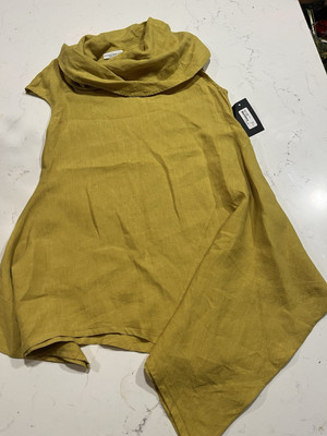 BRYN WALKER Light Linen  NOA TUNIC  Long Flared A-Line Top  S