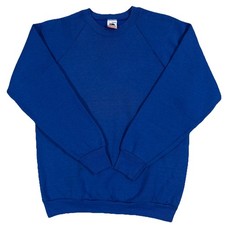 Vintage 80s Fruit Of The Loom Original Raglan Sweatshirt Adult Blue Retro Shirt