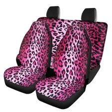 Leopard Print Car Seat Covers Full Set Abstract Wild Animal Skin Texture Pink