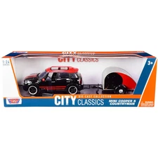 Motormax Mini Cooper Countryman W/Trailer Blk/Red 1/24